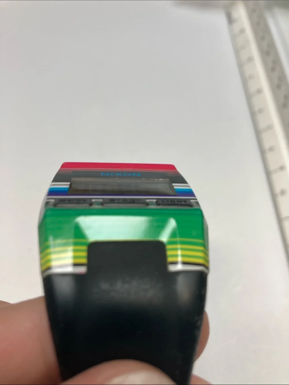 Nixon The Comp S, Digital Watch - Pink, Green & Black Stripes, new battery